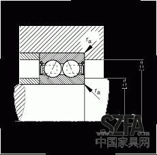 角接觸球軸承 30/8-B-2Z-TVH, 雙列，雙側間隙密封，接觸角 α = 25°