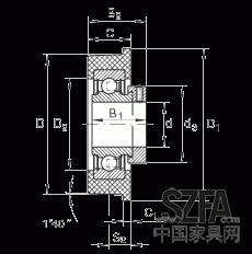 外球面球軸承 CRB30/92, 帶橡膠插入件，偏心鎖圈定位，兩側 P 型密封